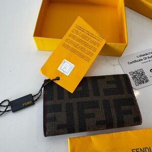 Fendi Black, Brown, and Pink Key Monogram Wallet